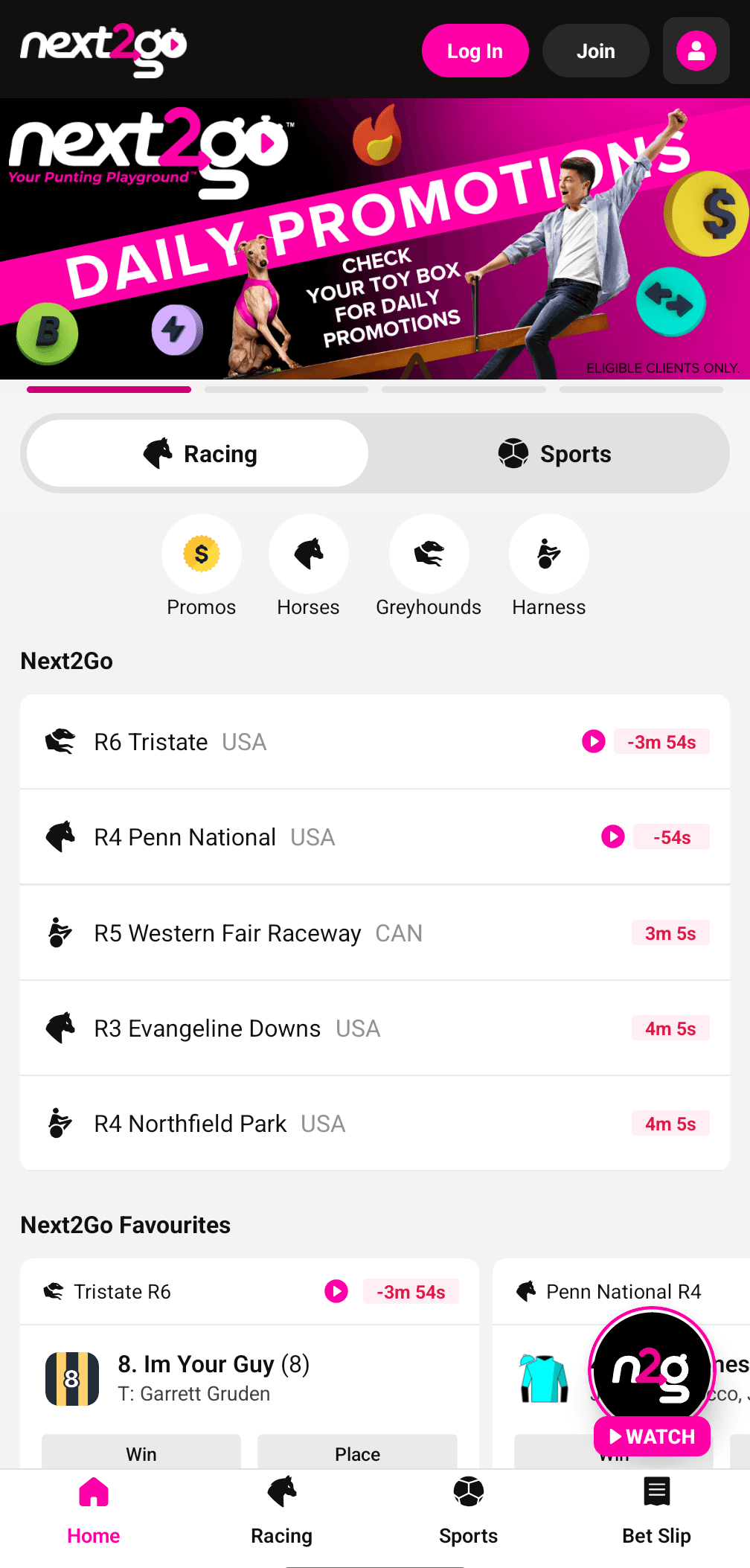 Next2Go mobile app